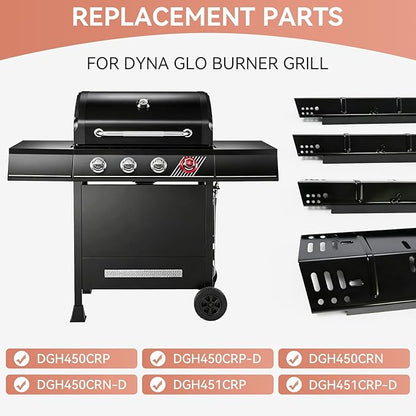 for Dyna-Glo DGH450CRP Grill Grates & Heat Plates Replacement Kit, Fits DGH450CRP DGH451CRP 4 Burner Grill, Cast Iron Cooking Grates + Porcelain Steel Heat Tents (70-01-911, 70-02-411, 70-02-412)