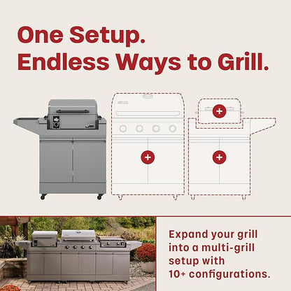 TYTUS Emberwood Outdoor Kitchen Island Grill Cart with Pellet Smoker, 8 lb Hopper, 282 Sq. In. Cooking Space, 4.7 Cu. Ft. Storage, Removable Cutting Boards & Quick Assembly, Rolling Kitchen Island