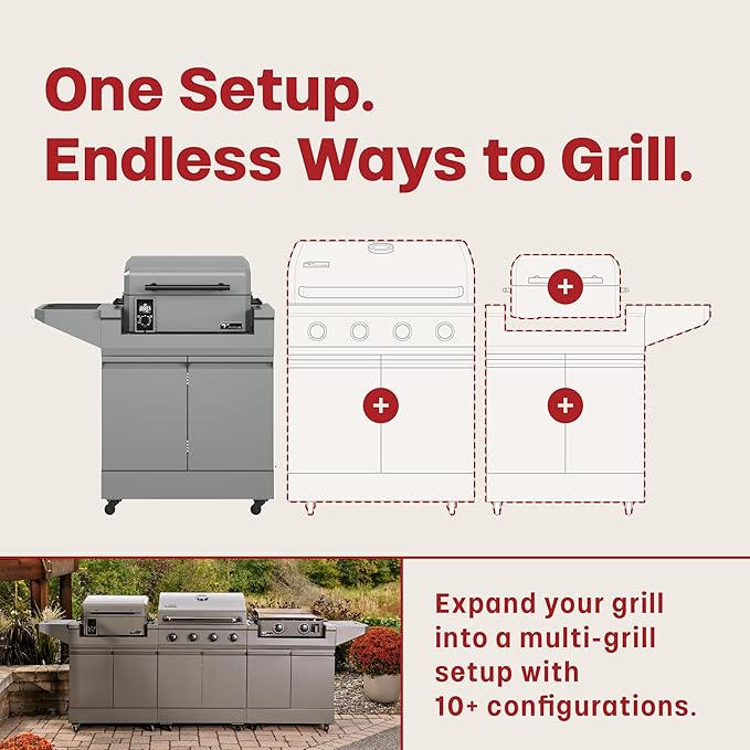 TYTUS Emberwood Outdoor Kitchen Island Grill Cart with Pellet Smoker and Cover, 8 lb Hopper, 282 Sq. In. Cooking Space, 4.7 Cu. Ft. Storage, Removable Cutting Boards & Quick Assembly