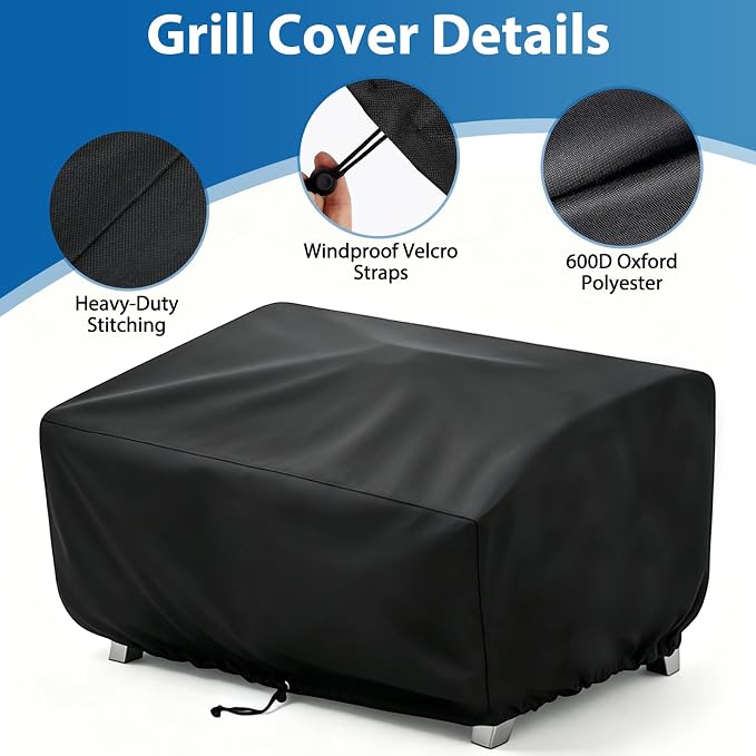 24" Grill Cover for Cuisinart CGG-306 & Pit Boss 75275 Tabletop Grills | 2-Burner Grill Cover for Cuisinart CGG-306 & CGG-059, Fits Pit Boss 75275 PB336GS PB100P1, Heavy Duty 600D Waterproof