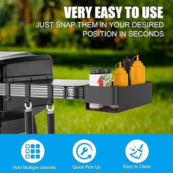 P.A.L. Pop-And-Lock Accessory Rail Storage Bin & Hooks for Traeger Timberline,Timberline XL,Ironwood,Ironwood XL,Flatrock,Grill Accessories for Traeger Z-grills Pit boss,Ironwood 885,Pro 22/34 Series