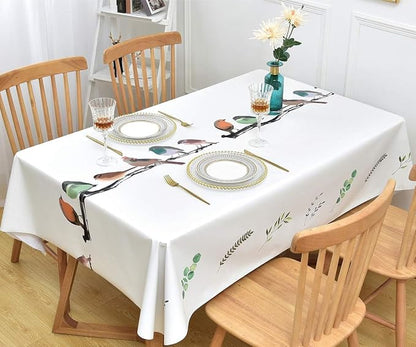 Wipeable Waterproof Tablecloth Vinyl Tablecloths for Rectangle Tables Heavy Duty PVC Tablecloth for Kitchen Dining Table(Birds, 54'' x 84'')