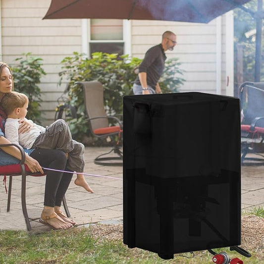 Turkey Deep Fryer Cover for CreoleFeast TFS3010 Propane, Waterproof Outdoor Cooker Turkey and Fish Fryer Pot Seafood Boil Pot Cover - 15.7x15.7x30 inch, Black