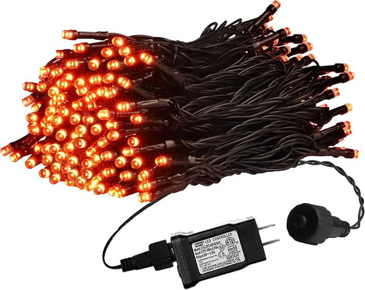 weillsnow 66 FT 200 LED Orange Halloween String Lights with Timer | Plug in String Lights, Connectable, Memory Function, 8 Twinkle Modes,IP44 Waterproof, for Bedroom Garden Lawn Halloween Decor