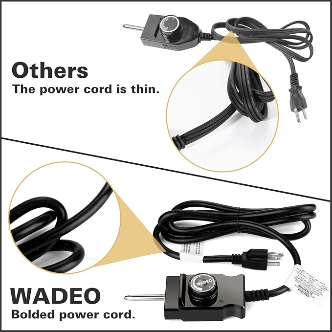 WADEO 1500 Watt Heating Element Compatible with Masterbuilt Electric Smoker and Grill, Adjustable Thermostat Cord Controller, Masterbuilt Smoker Parts for Smokers & Turkey Fryers