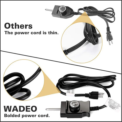 WADEO 1500 Watt Heating Element Compatible with Masterbuilt Electric Smoker and Grill, Adjustable Thermostat Cord Controller, Masterbuilt Smoker Parts for Smokers & Turkey Fryers
