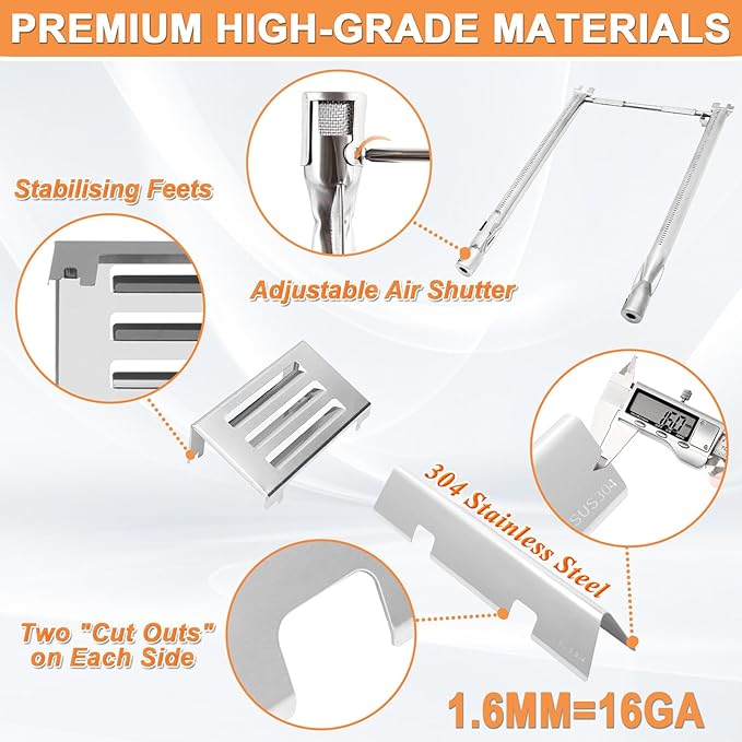 GS4 Spirit 2 Grill Parts for Weber Grill Parts Spirit II 200 SER, Replacement for Weber GS4 Spirit 2 Flavorizer Bars 7635 67045 68842, 67060 Heat Deflector, 7637 Grates, 67024 69785 67102 Burner Tubes