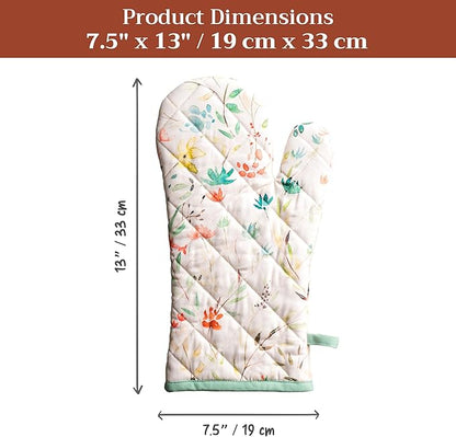 Maison d'Hermine Oven Gloves 100% Cotton Oven Mitt 7" x 13" with Loop Heat Resistant, BBQ, Cooking Gloves, Baking, Grilling, Kitchen, Handling Hot Pans Spring/Summer (Pack of 1, Colmar)