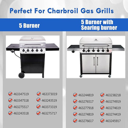 463347519 Grill Replacement Parts for Charbroil Performance 5 Burner Grill Parts 463347518 463275517 463243518 463243519 463373019 463275717 463373319 BBQ Heat Pates Flame Tents Repair Kit