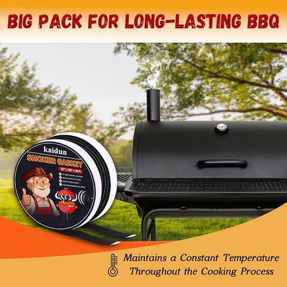 kaidun Smoker Gasket, 2 Pack x 15 Ft, 1/2" x 1/8", Smoker Gasket Seal High Temp, BBQ Grill Seal, Easy to Peel, Black
