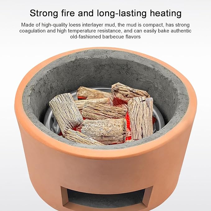 Portable Clay Charcoal Barbecue Stove Outdoor Grill with Complete Accessories for Camping Picnics and Backyard Cooking Lightweight and Easy to Use