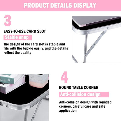 Portable Folding Table - Small Outdoor Folding Table, Suitable for Travel, Camping, Beach, Barbecue, Picnic, Party, Patio (Black)