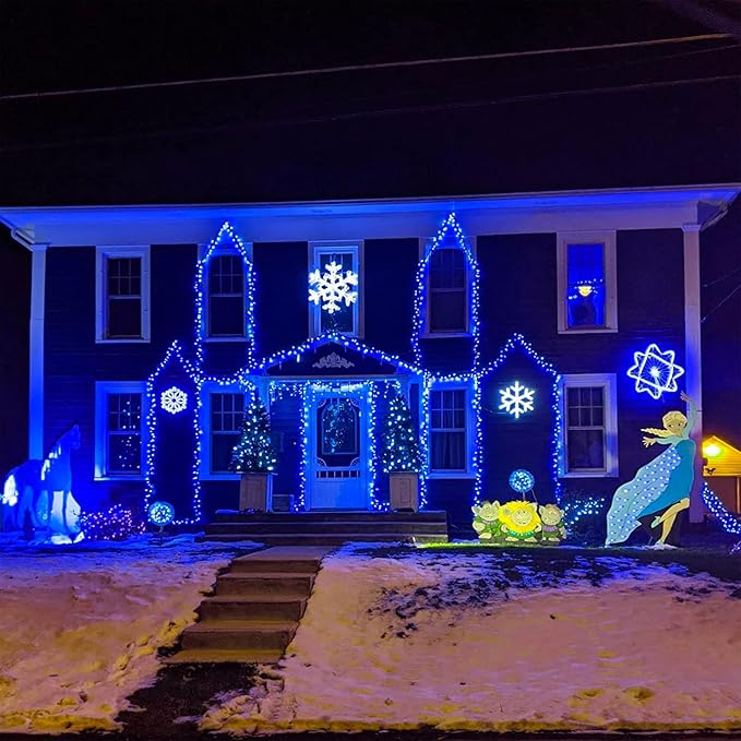 25ft 50 Counts Blue LED Christmas Lights - Commercial Grade Outdoor Waterproof, Wide Angle Green Wire, Xmas Tree Lights, IP65, UL Listed