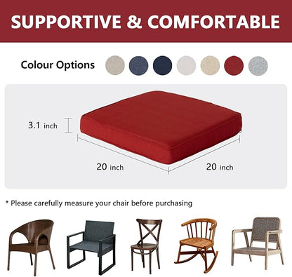 Goodgoods 20 x 20 Outdoor Chair Cushions Set of 4, 1000+ Hours Fade-Resistant & Water-Resistant Furniture Chair Cushions with 30D High-Resilience Foam for Dining Room, Patio Chair, Chili