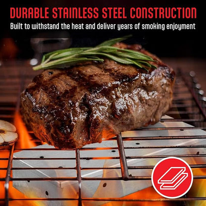 Kaluns Universal Stainless Steel Smoker Box, Gas or Charcoal Grill Smoke Box, Works with Wood Chips, add Delicious Smoked Flavor, Hinged Lid,Warp Free Grill Accessories