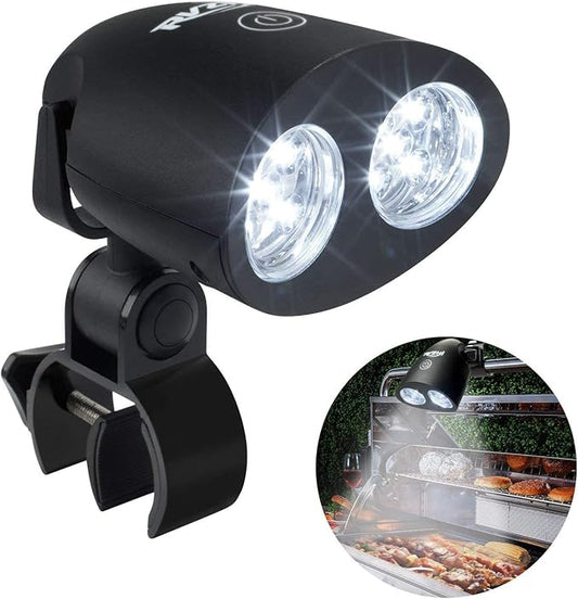 Grill Light BBQ Accessories: 10 LEDs Bright BBQ Light Outdoor Cooking | Adjustable Max 1.6in C-Clamp - Clip-On Handle Mounted Flexible Rotating Smoker Lighting - Grilling Gifts for Men Dad Husband