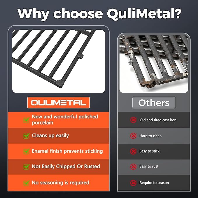 QuliMetal 7637 Grill Grates Replacement for Weber Spirit E210, Spirit S210, GS4 Spirit II E210, Spirit II E220 Spirit® E-210 Grills, 17.5" Spirit Grates for Weber Spirit 200 Series with Front Control