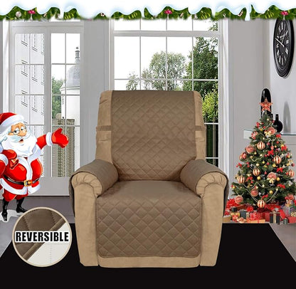 Easy-Going Reversible Couch Cover, Recliner 19 in, Camel/Ivory | Machine Washable Slipcover For Dogs, Water Resistant Furniture Mat For Living Room, Non-Slip Sofa Cover, Pet Friendly
