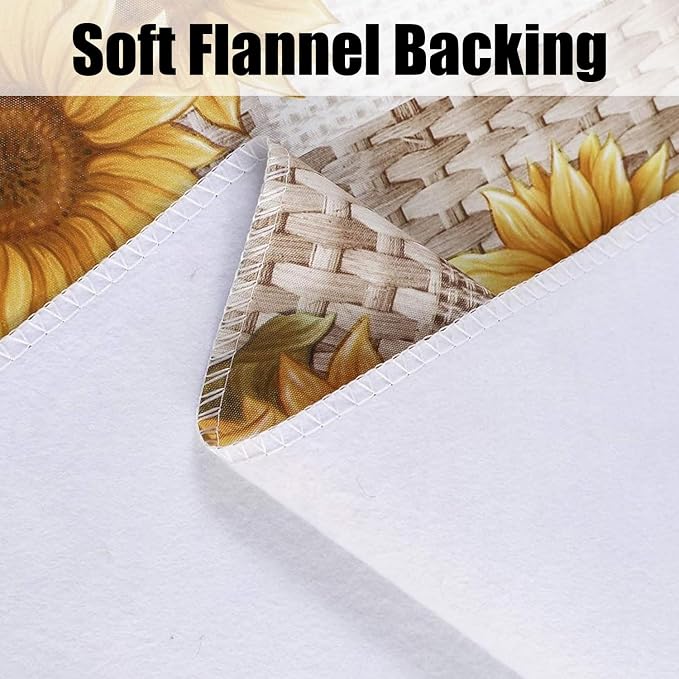LIBERECOO Vinyl Tablecloth with Flannel Backing, Sunflower 60 x 84 Inch Rectangluar Tablecloths Stain-Resistant Waterproof Plastic Table Cover for Indoor/Outdoor