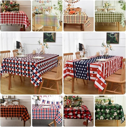 Classic Gingham Buffalo Tablecloth Fabric - Oblong 58x144 Inch Water Proof Checkered Table Cloth for Indoor Outdoor - Table Cover for Birthday, Picnics, BBQs, and Parties