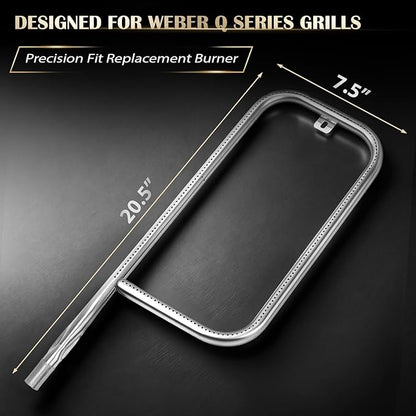QuliMetal 41862 Grill Burner for Weber Q2200, Q2000, Q220, Q200 Grills, 396000, 396001, 396002, 566002, 53060001, 54060001, 304 Stainless Steel Q2000 Burner Tube Part for 69956, 20.5"