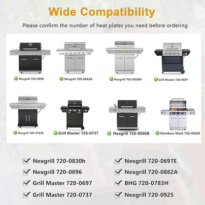 Criditpid Grill Replacement Parts for Nexgrill 6 Burner 720-0896B 720-0830H 720-0882A 720-0783E 720-0896, Grill Master 720-0697 720-0737, Grill Heat Tent Plate Buner Cover for Members Mark 720-0830F.