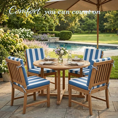 California Umbrella Outdoor Dining Chair, Set of 4 Patio Seat Cushions, 20 x 40 Inch, Premium Outdoor Memory Foam, Fade Resistant, Sunbrella Fabric, Fabric Ties, Cabana Regatta