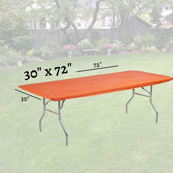 6' Rectangle Plastic Table Covers 30" x 72", Bundle of 5 (Orange)