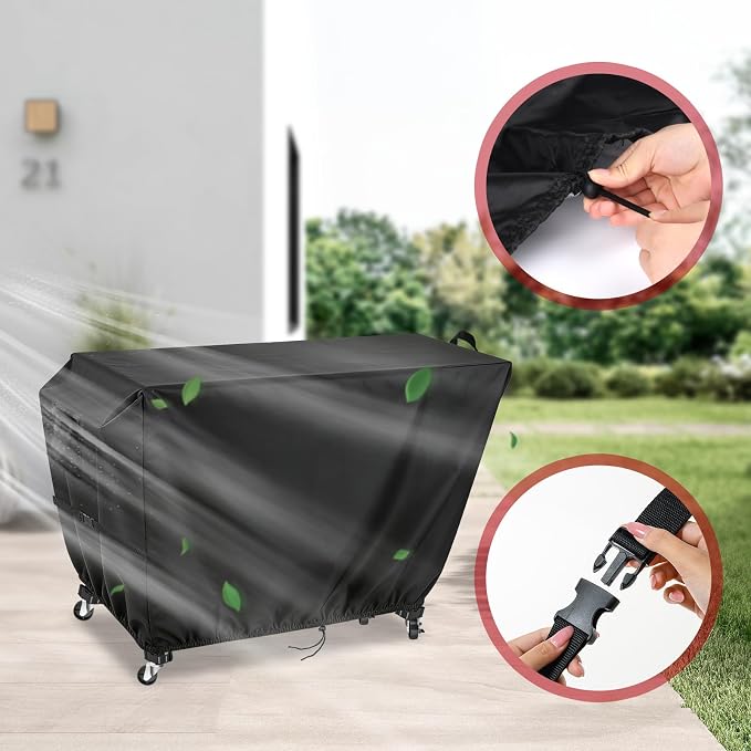 Outdoor Dining Grill Cart Cover - 51" D x 23" W x 34" H, 600D Grill Cart Cover for BBQMall, Heavy Duty Waterproof BBQ Food Prep Table Covers, Black