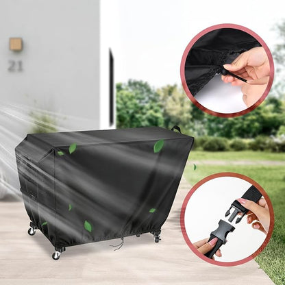 Outdoor Dining Grill Cart Cover - 51" D x 23" W x 34" H, 600D Grill Cart Cover for BBQMall, Heavy Duty Waterproof BBQ Food Prep Table Covers, Black
