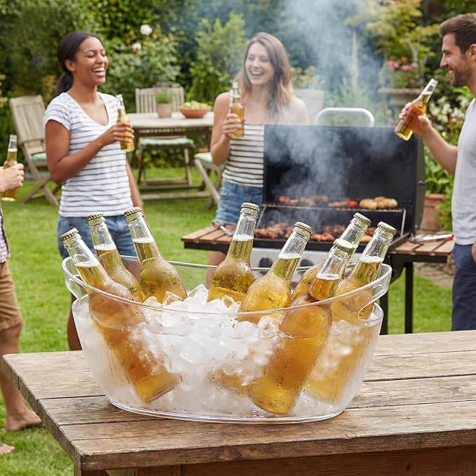 OBTANIM Clear Acrylic Ice Buckets Large Champagne Drink Cooler Storage Ice Tub with Scoops for Beer Cocktails Wine Beverage Home Parties Bar Cooling Supplies