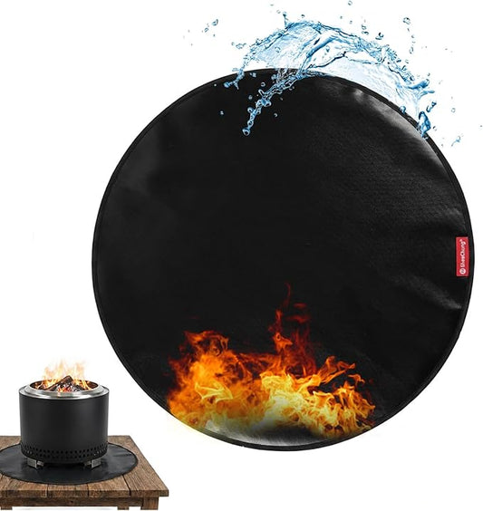 SheeChung Tabletop Fire Pit Mat Round 20" for Solo Stove Mesa XL,Heat Resistant Mat for Air Fryer,Double-Sided Oilproof and Slip Resistant Fire Pit Mat,Fireproof Silicone Countertop Protector