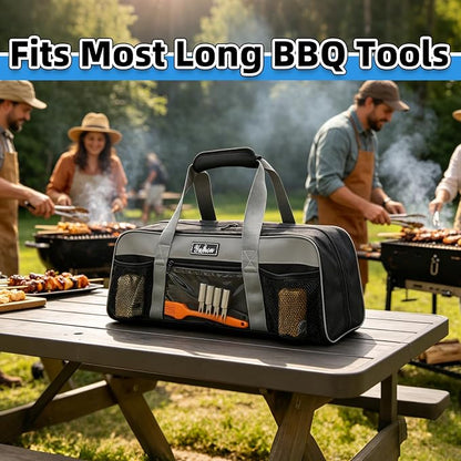 22 Inch Grill Tool Storage Bag, Heavy-Duty 1680D Oxford Organizer | Water-resistant protection; Fits long BBQ utensils; Easy to carry; For camping, RV and tailgating; Bag only