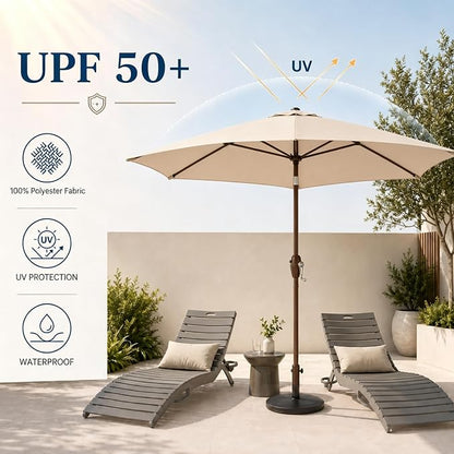 7.5ft Patio Umbrella, Outdoor Table Market Umbrella with Smooth Crank Lift, 6 Windproof Fiberglass Ribs, UPF50+ UV Protection for Deck, Pool, Garden and Backyard