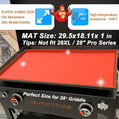 28" Silicone Mat for Blackstone Griddle Top, 100% Silicone Protective Mat Cover for Blackstone Grill