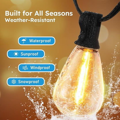 GvvooHome S11 LED Outdoor String Lights 300FT, Shatterproof & Waterproof Patio Lights with 92 Plastic Bulbs for Porch, Deck, Garden, Backyard, Balcony, 2700K Dimmable