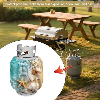 Propane Tank Covers 20lb Starfish Outdoor Heavy Duty Waterproof Windproof Blue Gas Tank Cylinder Cover with Elastic Brand Dress up Your Gas Grill, Fits Standard 20lb Cylinder