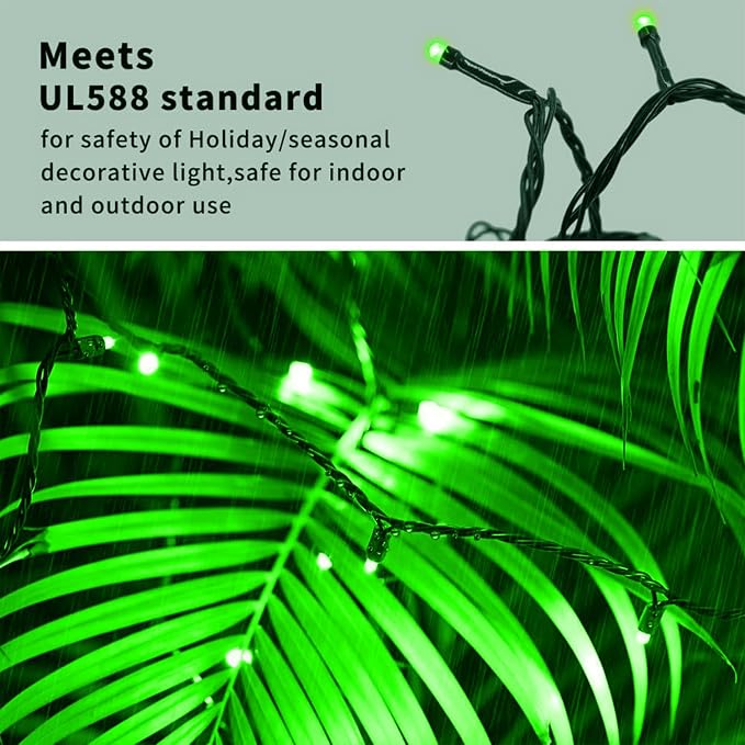 105FT 300 LED Christmas String Lights, End to End Plug 8 Modes | Christmas Lights UL Certified Outdoor Indoor Fairy Light Tree, Patio, Garden, Party, Wedding, Holiday (Green)