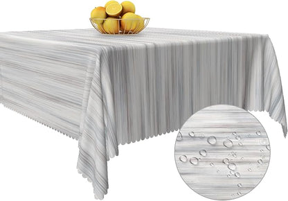 Gray Striped Table Cloth for Square White Vintage Grain Retro Texture Washable Table Cover 60x60 Inch Polyester Stain Resistant Cloth Table Cover for Home Restaurant Picnic Camping BBQ
