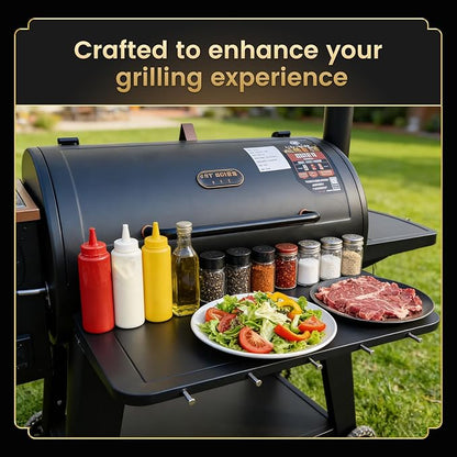 QuliMetal 3-in-1 Foldable Front Shelf for Pit Boss Austin XL 1000 & Savannah 1500, 29.53" Grill Table with Cutting Board, Collapsible Wash Basin & Hooks