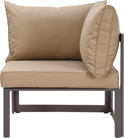 Modway Fortuna Aluminum Outdoor Patio Corner Chair in Brown Mocha (EEI-1518-BRN-MOC)
