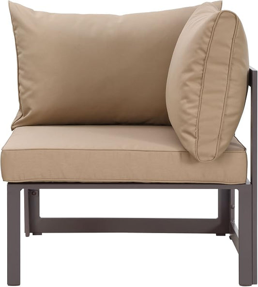 Modway Fortuna Aluminum Outdoor Patio Corner Chair in Brown Mocha (EEI-1518-BRN-MOC)