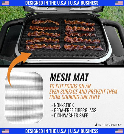 Accessories for Ninja Woodfire Outdoor Grill OG701 OG751, Reusable Mats Non Disposable Non-Stick Grill Liners for Wood Fire Electric Air Fryer and Smoker 7-in-1 BBQ, Dishwasher Safe by INFRAOVENS
