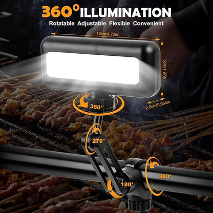 HyperFun Grill Lights for Outdoor Grill - 360° Adjustable USB-C Rechargeable LED BBQ Light with 2 Brightness Modes & Smart Tilt Sensor Function - Perfect BBQ Accessories Gift for Men Dads Husbands