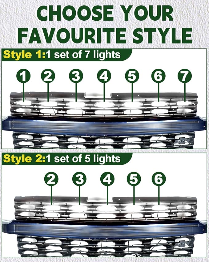 LED Grill Lights for 2019 2020 2021 Chevy Silverado Accessoreis | Clip On Front Grille Insert Light Bar Head Lamp Fits Silverado Trail Boss,WT,Custom Only