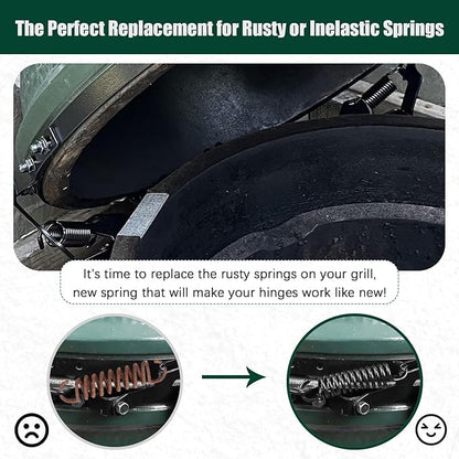 Hinge Springs for Big Green Color Egg Accessories for Old and New Hinges,Large Big Grill Green Egg Band Spring Replacement,Black Large Band Spring — Set of 2