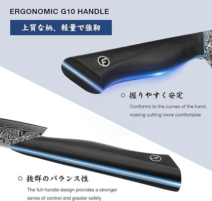 FINTISO Chef Knife 8 inch, 67-Layer Japanese Damascus Steel Kitchen Knife, Sharp Knife with G10 Handle, Professional Cooking Knives for Home and Kitchen