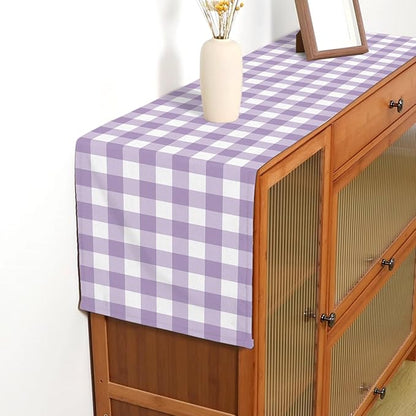 Light Purple Gingham Table Runner Purple Checkered Plaid Birthday Party Decorations Wedding Baby Shower BBQ Picnic Home Kitchen Table Decor (Purple, 13" x 72")