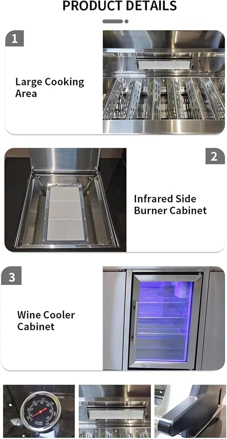 Outdoor Kitchen with BBQ Grill, Lift Door, Refrigerator & Sink | Stainless Steel Modular Outdoor Kitchen Island for Backyard Patio Cooking