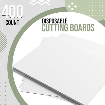 Crown Display Disposable Cutting Boards for Kitchen 400 Count White Cutting Board 10 Inch X 13.5 Inch Flexible Cutting Boards For Kitchen ~ Patent Pending ~ Recyclable Disposable Cutting Board Sheets